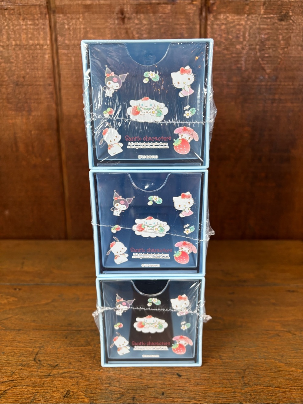 Miniso Sanrio Cinnamon Roll Blue Three-Drawer Small Desk Organizer